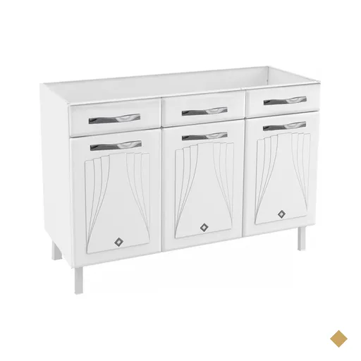 Balcão De Cozinha Para Pia Em Aço Star New 3 Portas 2 Gavetas Branco - Telasul