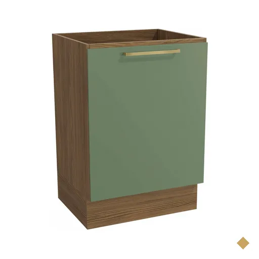 Balcão De Cozinha Botanic 60 Cm 1 Porta Nogueira/verde Oliva - Kappesberg