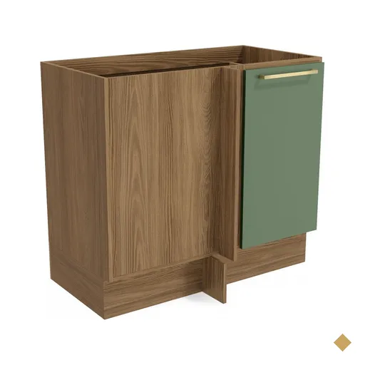 Balcão De Cozinha Botanic 98 Cm 1 Porta Nogueira/verde Oliva - Kappesberg
