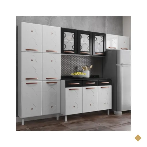 Cozinha De Aço Completa Mirage New 14 Portas 3 Gavetas Branco/preto - Telasul