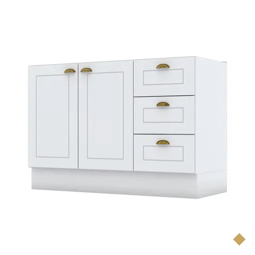 Balcão De Cozinha Para Pia Nova York 2 Portas 3 Gavetas Branco Hp - Henn