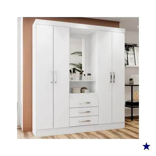 Guarda-roupa Casal Catedral 4 Portas 3 Gavetas Flex Branco/rosa - Bci Móveis