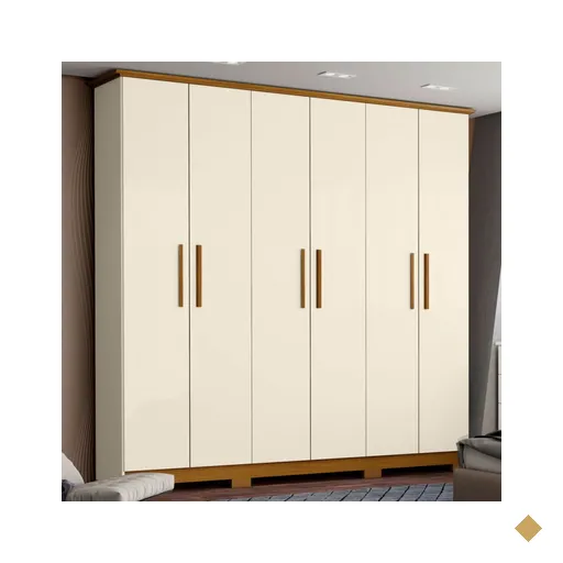 Guarda-roupa Casal Lima 6 Portas 3 Gavetas Off White/nature - Henn