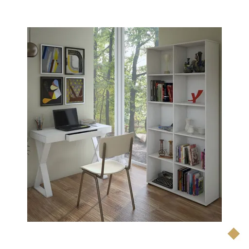 Escritório Completo Home Office 1 Gaveta 8 Prateleiras Branco - Artany Móveis