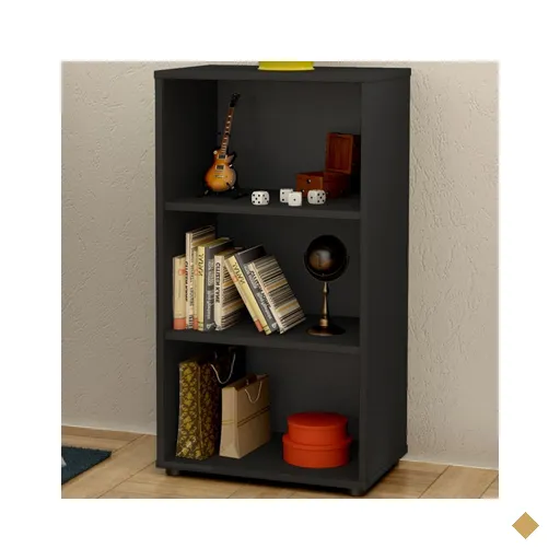 Estante Para Livros Clean 2 Prateleiras Preto 005324 - Artany