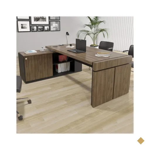Mesa Diretor Com Conect Iii Charuto/preto - Artany Móveis