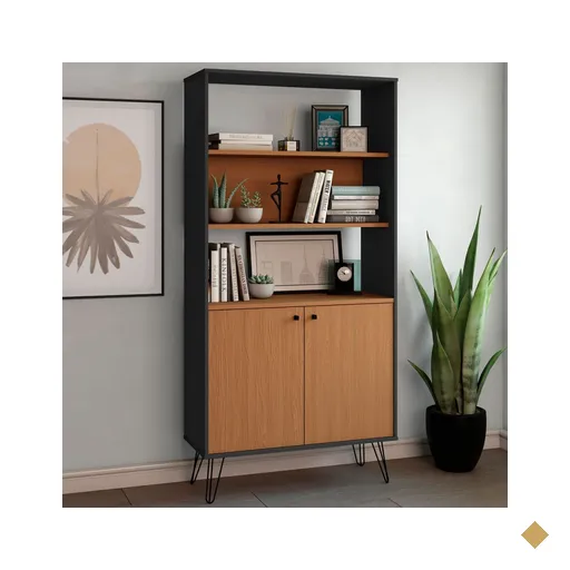 Estante Para Livros Hit 2 Portas Freijo/preto - Artany Móveis