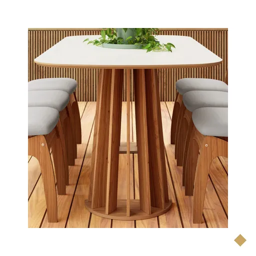 Mesa De Madeira 100% Mdf Off White/freijo Tm69 - Dalla Costa