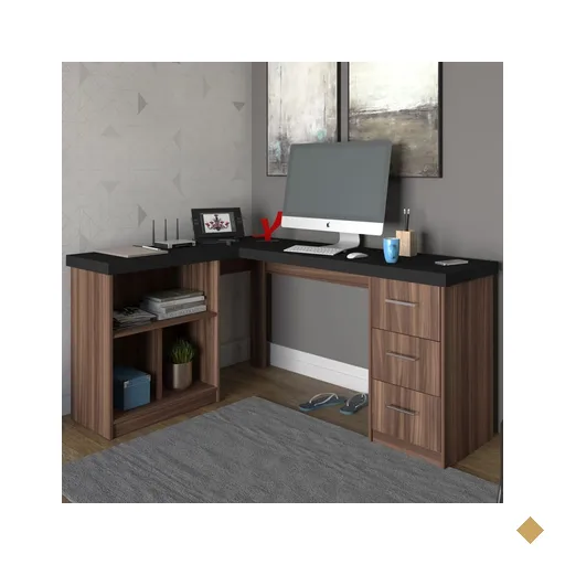 Mesa Para Escritório Mali 3 Gavetas Preto/ipê - Artany