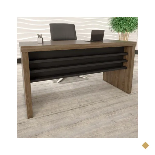 Mesa Para Escritório Tamburato Charuto/preto - Artany Móveis