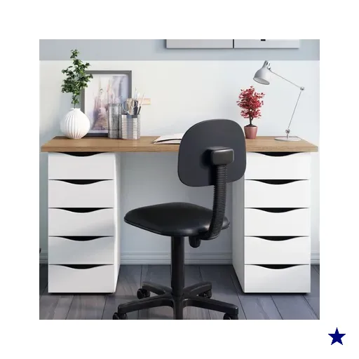 Mesa Para Escritório Due 10 Gavetas Nogal/branco - Artany