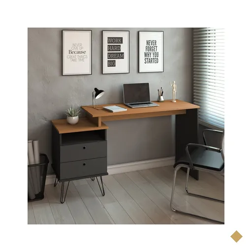 Mesa Escrivaninha Plus 2 Gavetas Freijó/preto 006088 - Artany