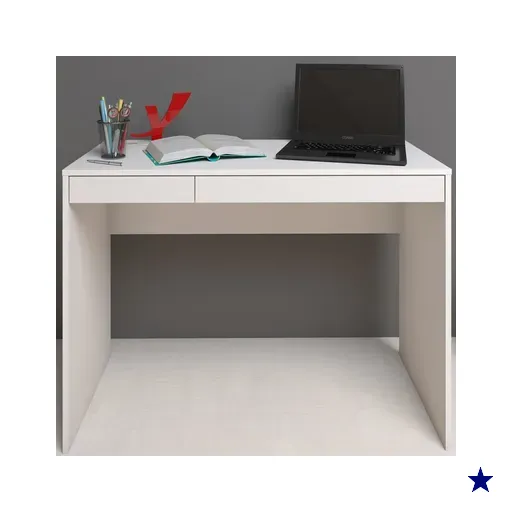 Mesa Escrivaninha College Ii 2 Gavetas Branco - Artany