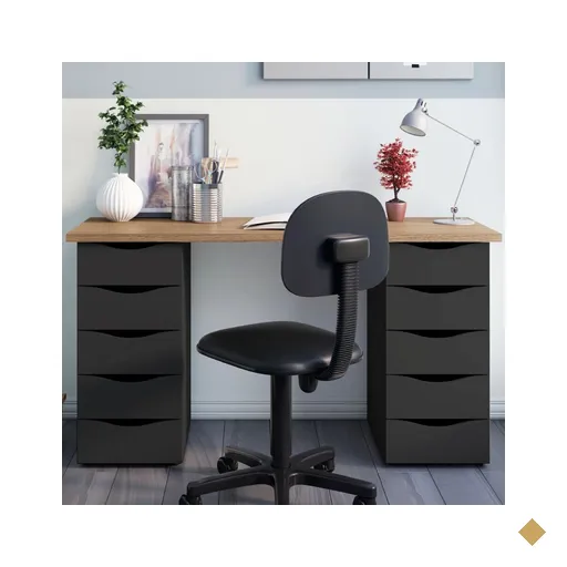 Mesa Para Escritório Due 10 Gavetas Nogal/preto - Artany