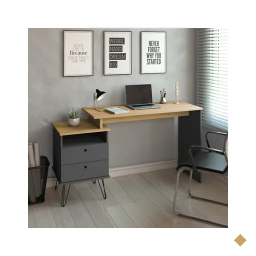 Mesa Escrivaninha Plus 2 Gavetas Olmo/grafito 006100 - Artany