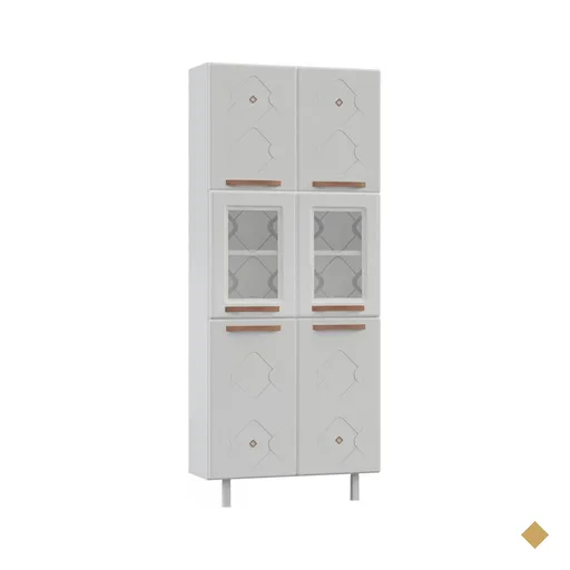 Paneleiros Em Aço Mirage New 6 Portas 5 Prateleiras Com Vidro Branco - Telasul