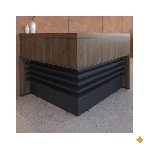 Mesa Tamburato Atendimento Ii Charuto/preto - Artany Moveis