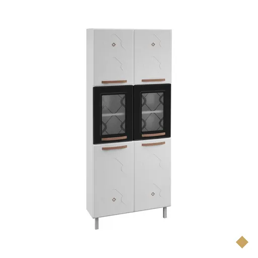 Paneleiros Em Aço Mirage New 6 Portas 5 Prateleiras Com Vidro Branco/preto -…