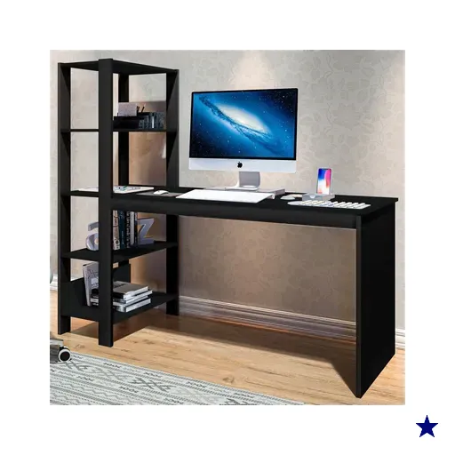 Mesa Escrivaninha Artemis 4 Prateleiras Preto - Art Panta