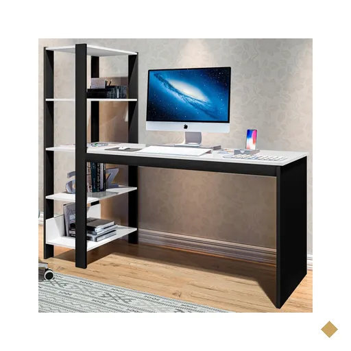 Mesa Escrivaninha Artemis 4 Prateleiras Preto/branco - Art Panta