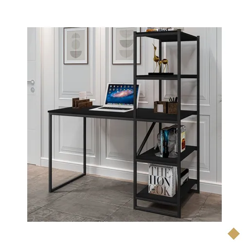 Mesa Escrivaninha Fit 4 Prateleiras Preto - Art Panta