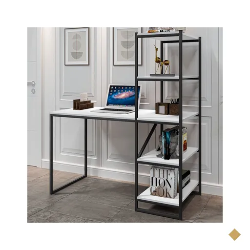 Mesa Escrivaninha Fit 4 Prateleiras Preto/branco - Art Panta