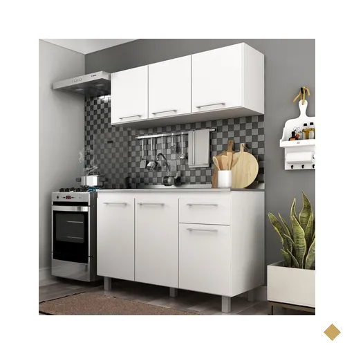 Cozinha Compacta Lara 6 Portas 1 Gaveta Branco  - Jcarvalho