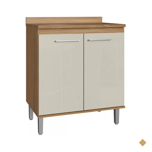 Balcão De Cozinha 2 Portas 1 Prateleira Co8200 Naturalle/cristalo - Decibal…