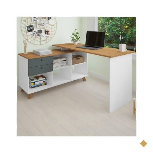 Mesa Escrivaninha Gold 2 Gavetas Freijo/grafito/branco - Artany