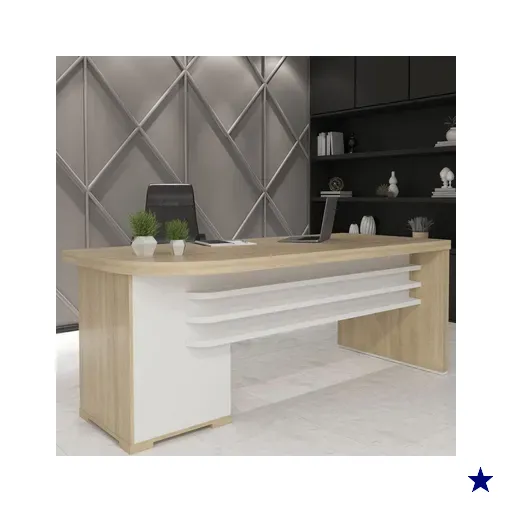 Mesa Para Escritório Tamburato 4 Gavetas Carvalho/branco - Artany Móveis
