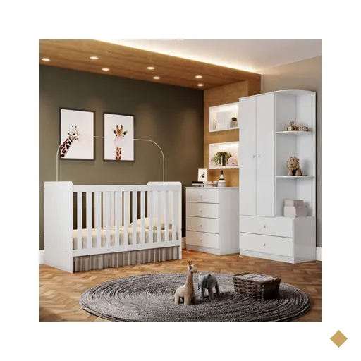 Quarto De Bebê Completo Thaiany 2 Portas 6 Gavetas Ie02 Branco - Bci Móveis