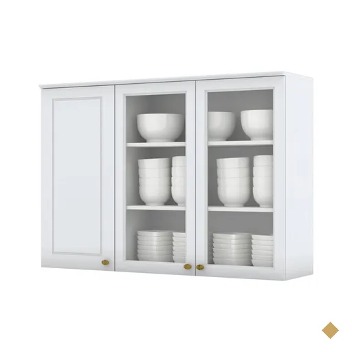 Armário Aéreo Cozinha Nova York 3 Portas 3 Prateleiras Henn CI363-05 - Branco