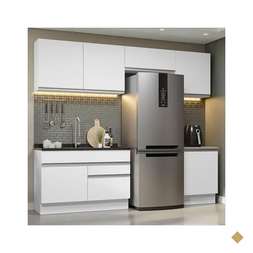 Armário de Cozinha Completa 260cm Branco Glamy Madesa 05