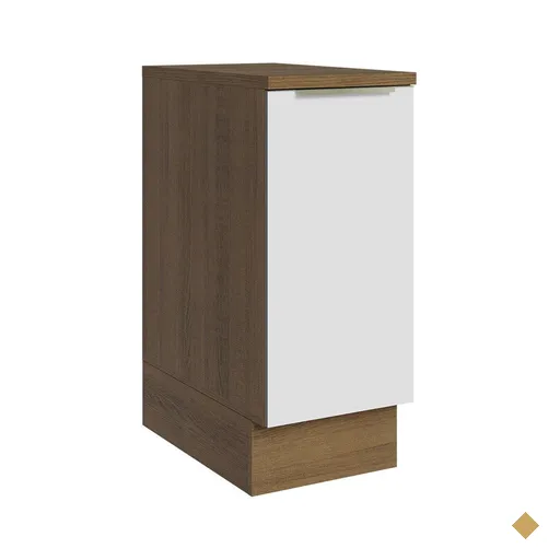 Balcão 35 cm 1 Porta Rustic/Branco Veludo Lux Madesa