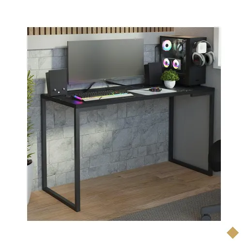 Mesa de Escritório Industrial Preta 120cm Nero Marquina Madesa