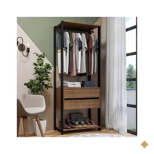 Guarda-Roupa Closet Modulado Valencia 2 Gavetas 70cm Rustic/Preto Madesa