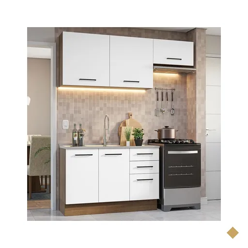 Armário de Cozinha Compacta 180cm Rustic/Branco Agata Madesa 09
