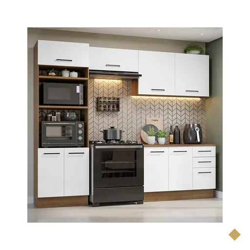 Armário de Cozinha Completa 270cm Rustic/Branco Agata Madesa 07