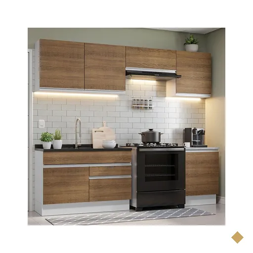 Armário de Cozinha Completa 260cm Branco/Rustic Glamy Madesa 04