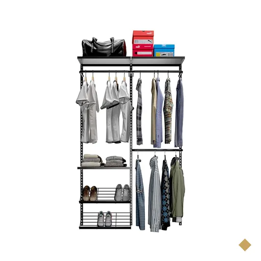 Closet Aberto Aramado Preto Parede Cabideiro Araras Prateleira Modular…