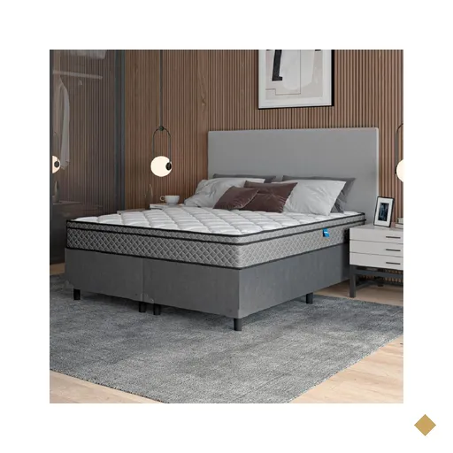 Cama Box Casal Queen Colchão Molas Ensacadas Mirage 158x198x62cm Cinza/Branco…