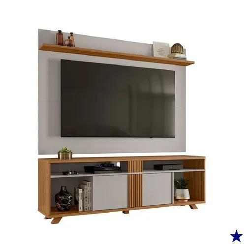 Rack Bancada com Painel para TV até 70 Polegadas 1,80m Freijó / Off White…