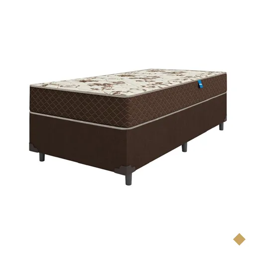 Cama Box Solteiro Colchão Espuma D33 Marquês 88x188x57cm Marrom Umaflex -…