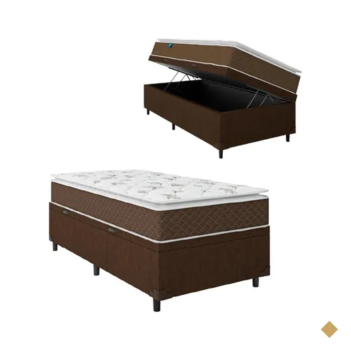 Cama Box Baú Solteiro Colchão Molas Ensacadas Pillow Top Martino 88x188x66cm…