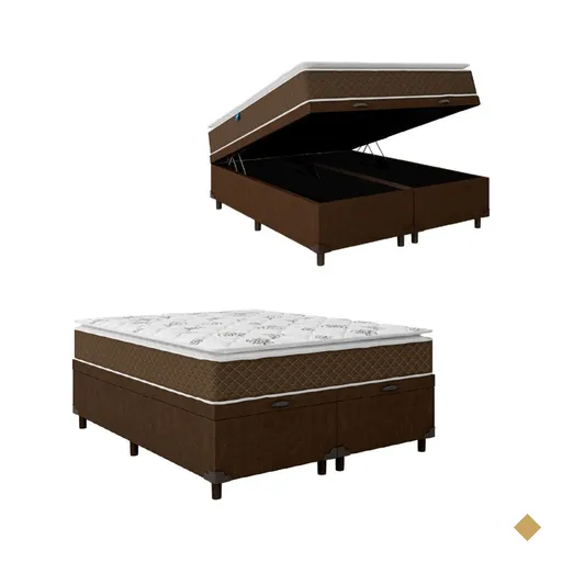 Cama Box Baú Casal Queen Colchão Molas Ensacadas Pillow Top Martino…