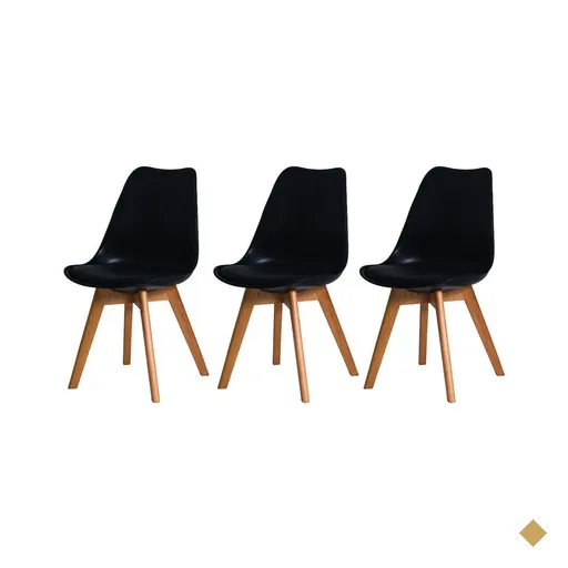 Kit 3 Cadeiras Saarinen Leda Preta