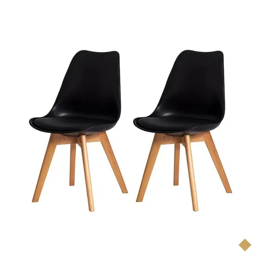 Kit 2 Cadeiras Para Mesa De Jantar Cozinha Sala Saarinen Leda Design Preta
