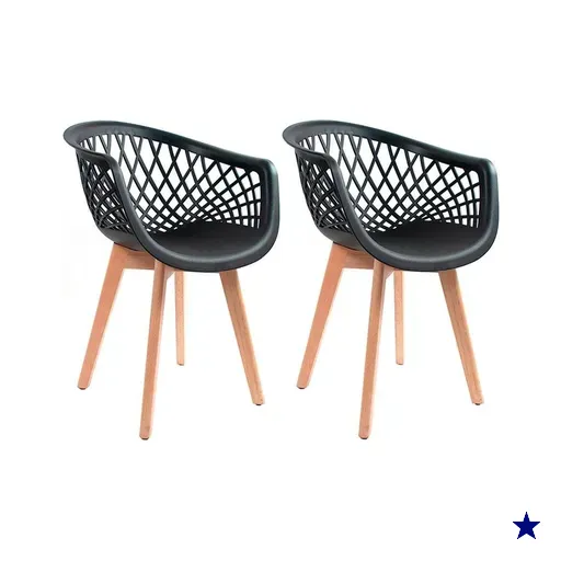 Kit 2 Cadeiras Web Wood Preta