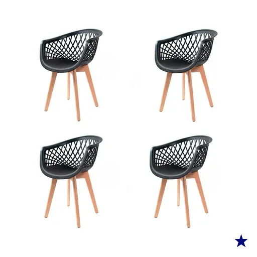 Kit 4 Cadeiras Web Wood Preta