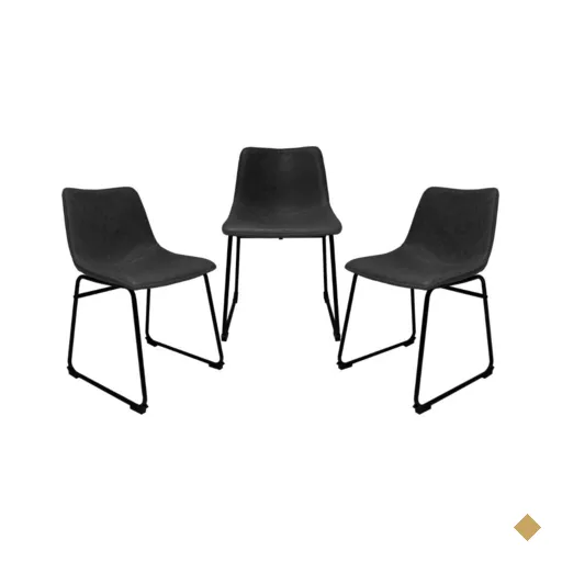 Kit 3 Cadeiras para Sala de Jantar Munich Pretas